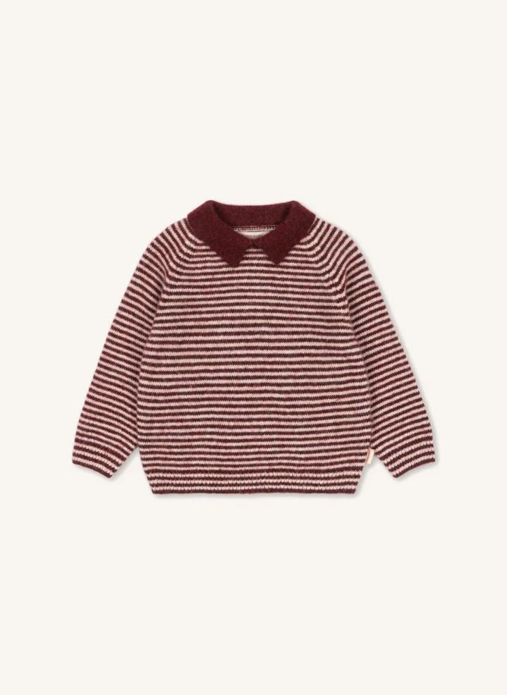 Konges Sløjd - Striped Wool Pipo Polo Collar Sweater | Burgundy