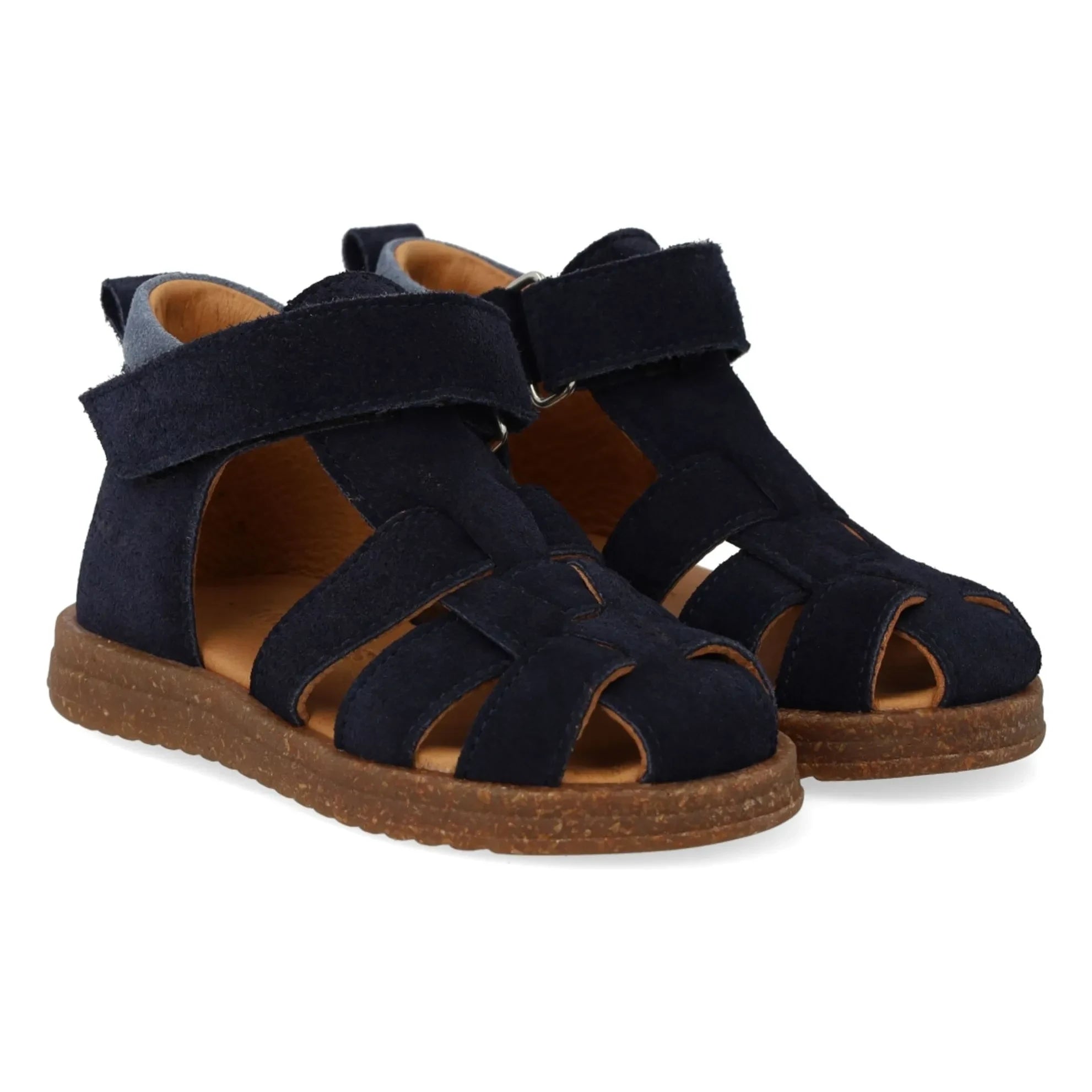 Angulus - Suede Striped Pink Sandals | Navy Blue
