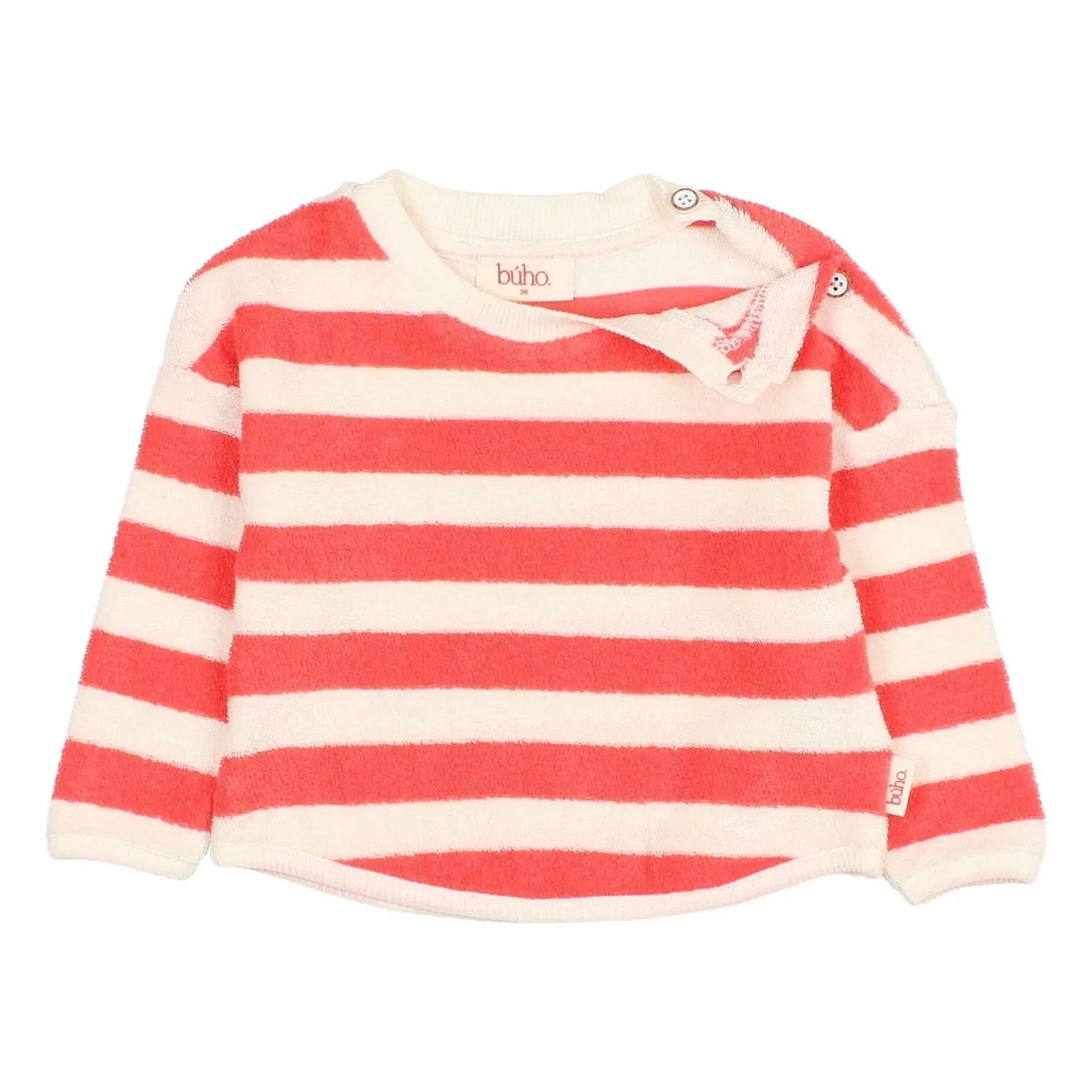 Búho - Striped Organic Cotton Baby Sweatshirt | Red