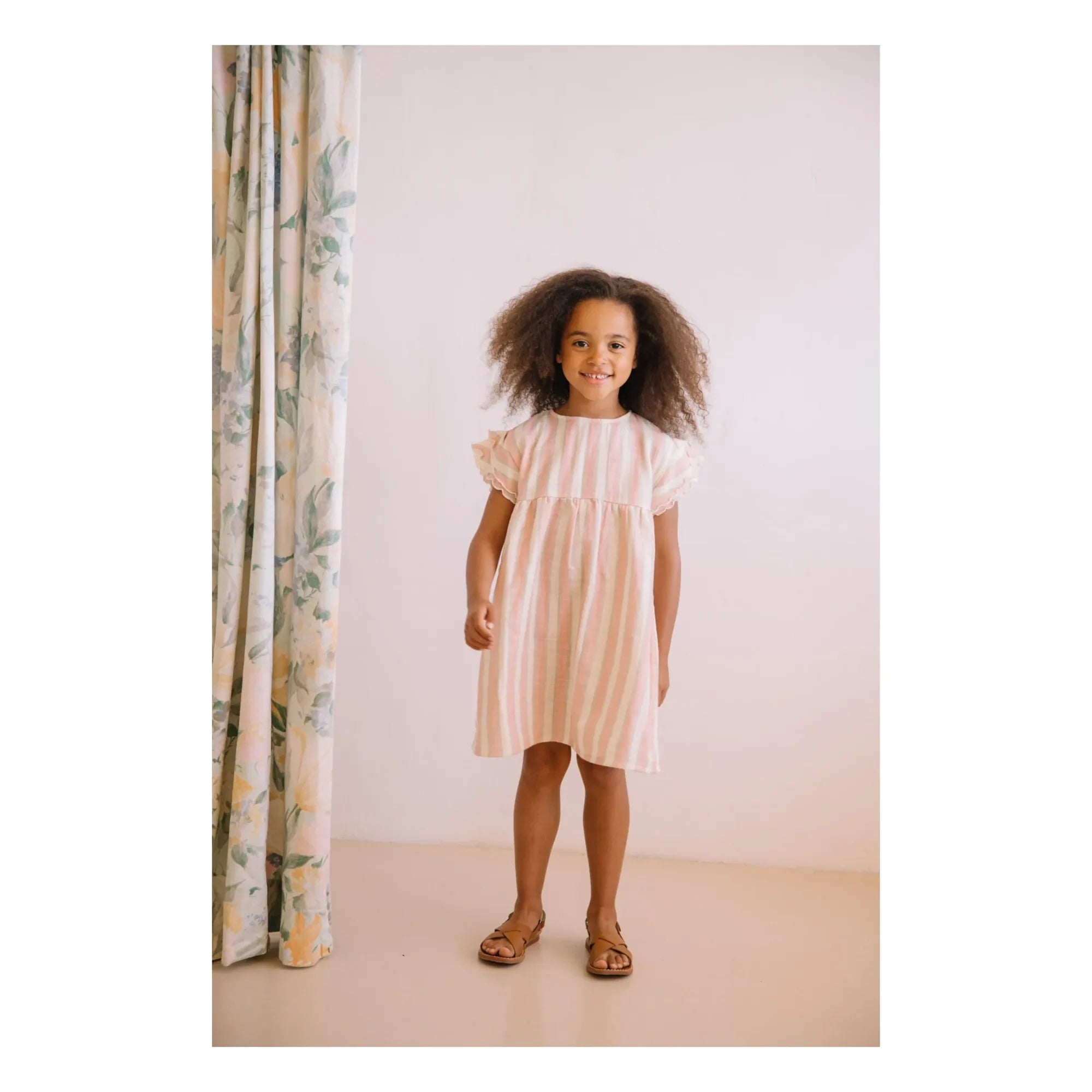 Studio Bohème - Striped Cousin Dress Organic Cotton Gauze | Pink