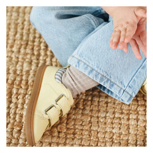 Lazare - Mahaut Striped Distressed Sneakers | Pale Yellow