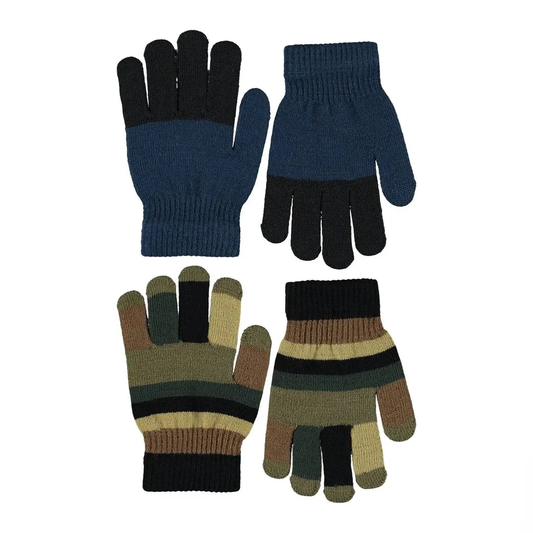 Molo - Two Pairs of Kei Striped Gloves | Navy