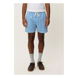 Les Deux - Stan Seersucker Striped Swim Shorts | Blue
