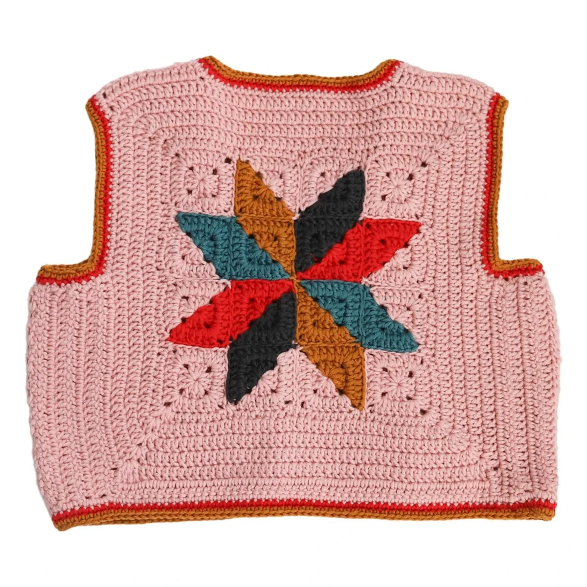 Kalinka - Linden Crochet Sleeveless Merino Wool Vest | Pink