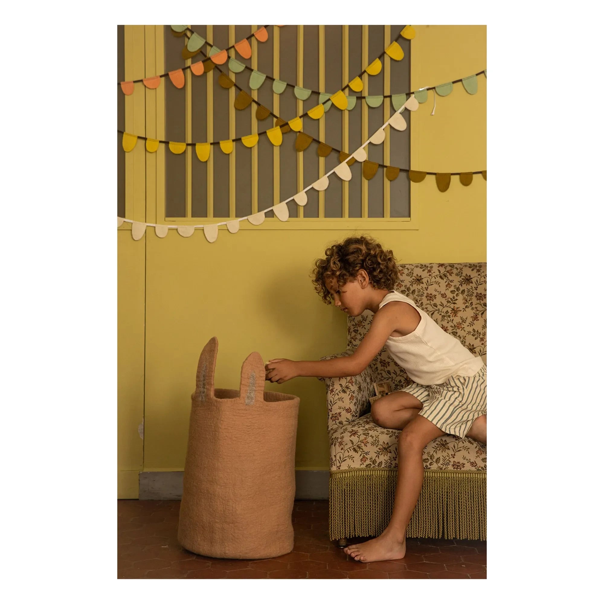 Muskhane - Bunny Felt Storage Basket | Beige