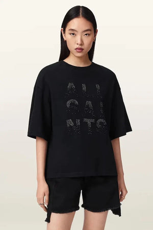 AllSaints women's cotton oversized STACKS T-shirt