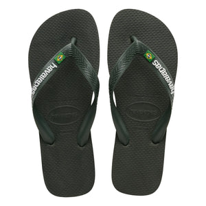 Havaianas - Brasil Logo Flip Flops | Olive Green