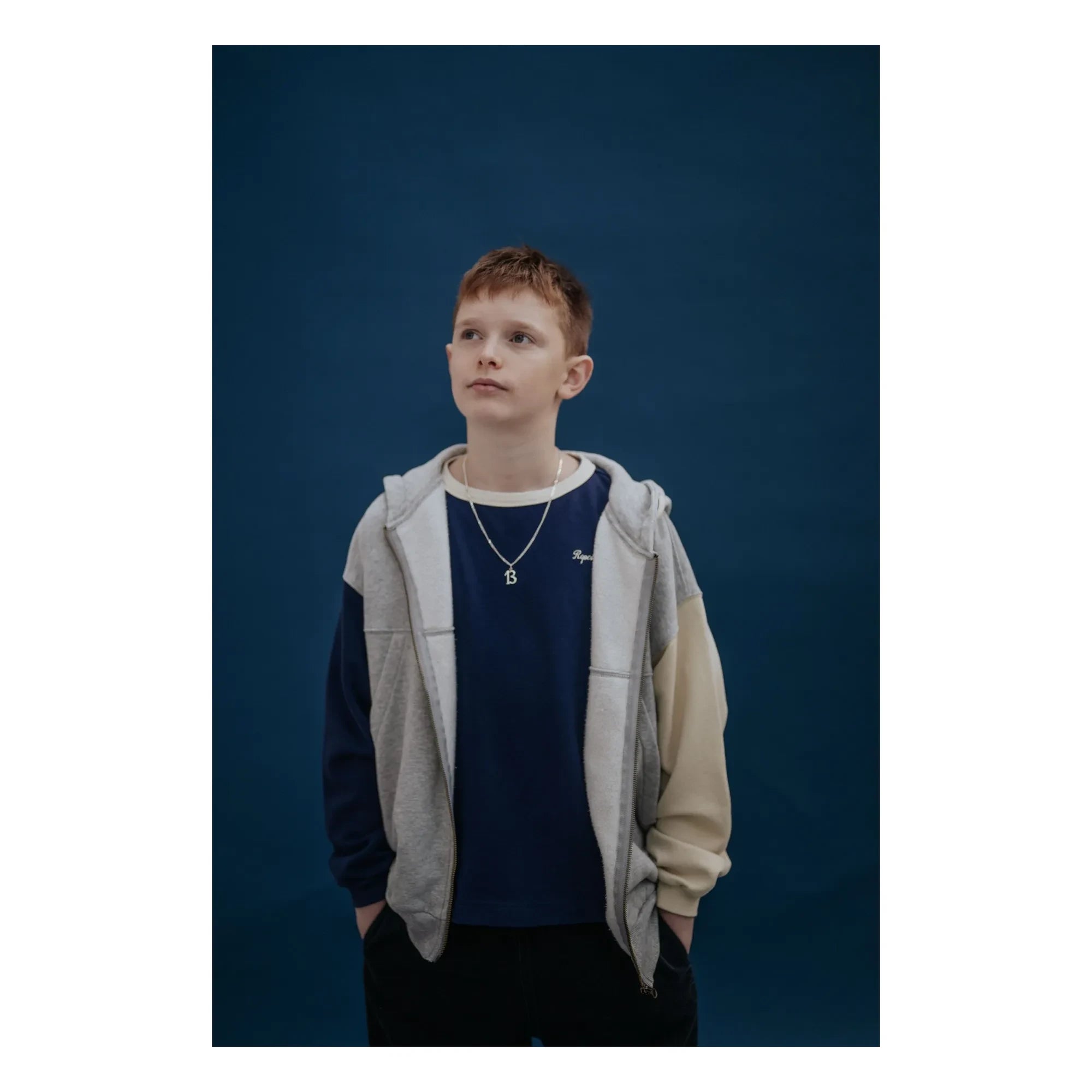 Repose AMS - Organic Cotton Tricolor Zip-up Sweatshirt | Gray