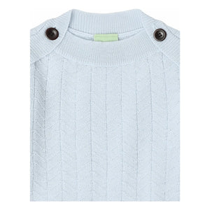 FUB - Zigzag Buttoned Sweater Fine Knit Merino Wool | Light Blue