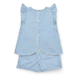 Copenhagen Colors - Houndstooth Organic Cotton Top and Shorts Set | Blue
