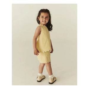 Copenhagen Colors - Organic Cotton, Wavy-Edge Top and Shorts Set | Pale Yellow