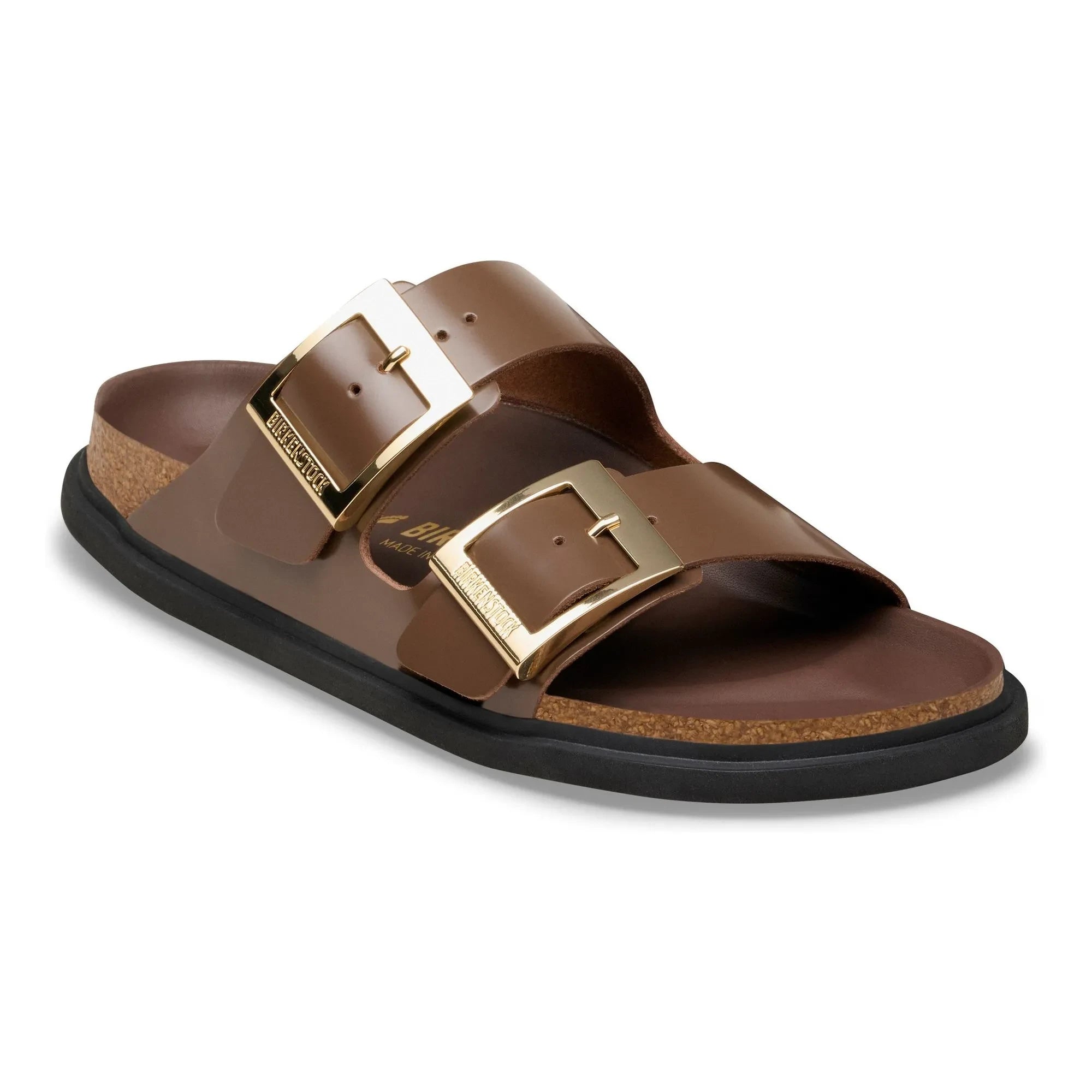 BIRKENSTOCK - Arizona Patent Leather Sandals with Drop Buckle | Brown