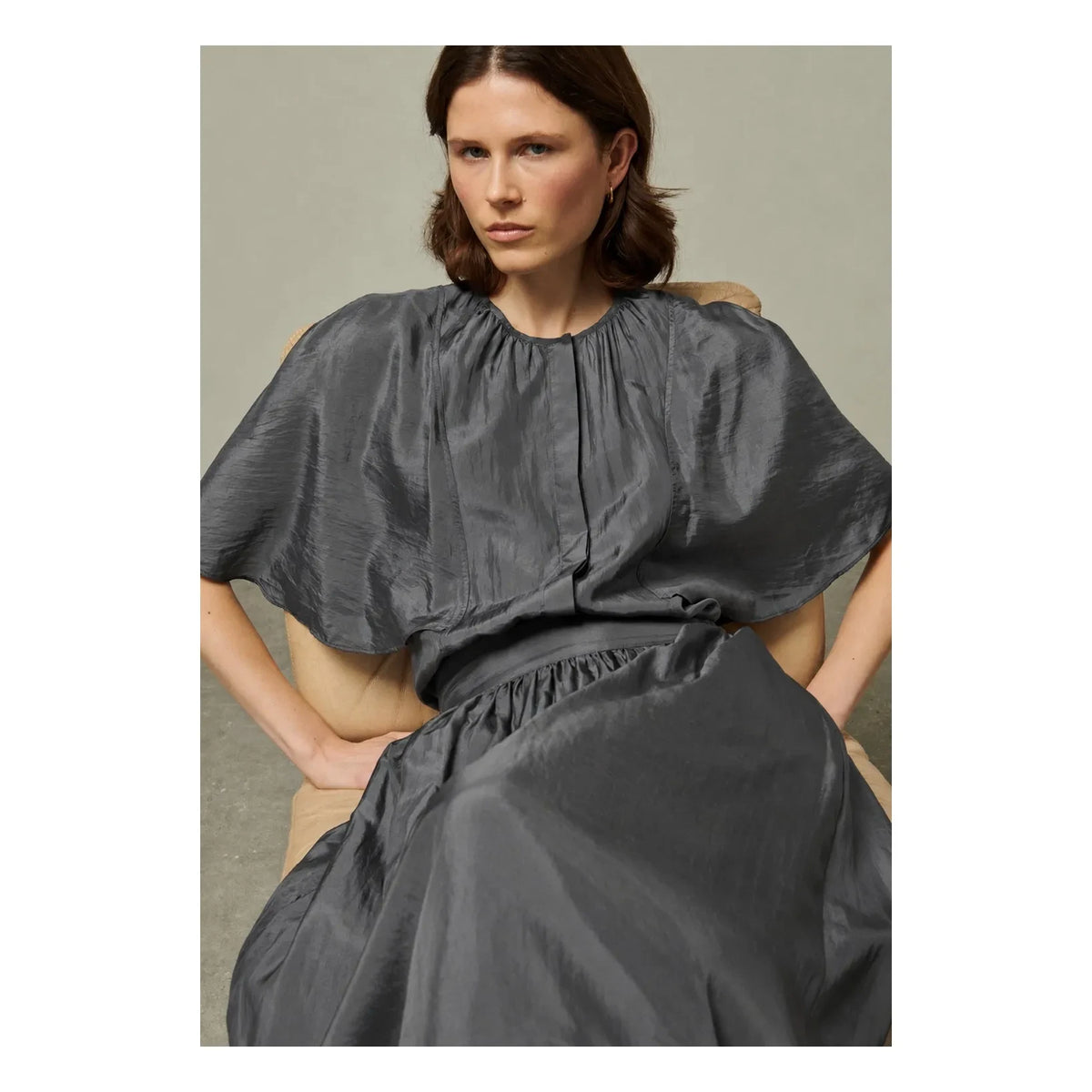 BELLEPIECE - Vera Silk Blouse | Steel