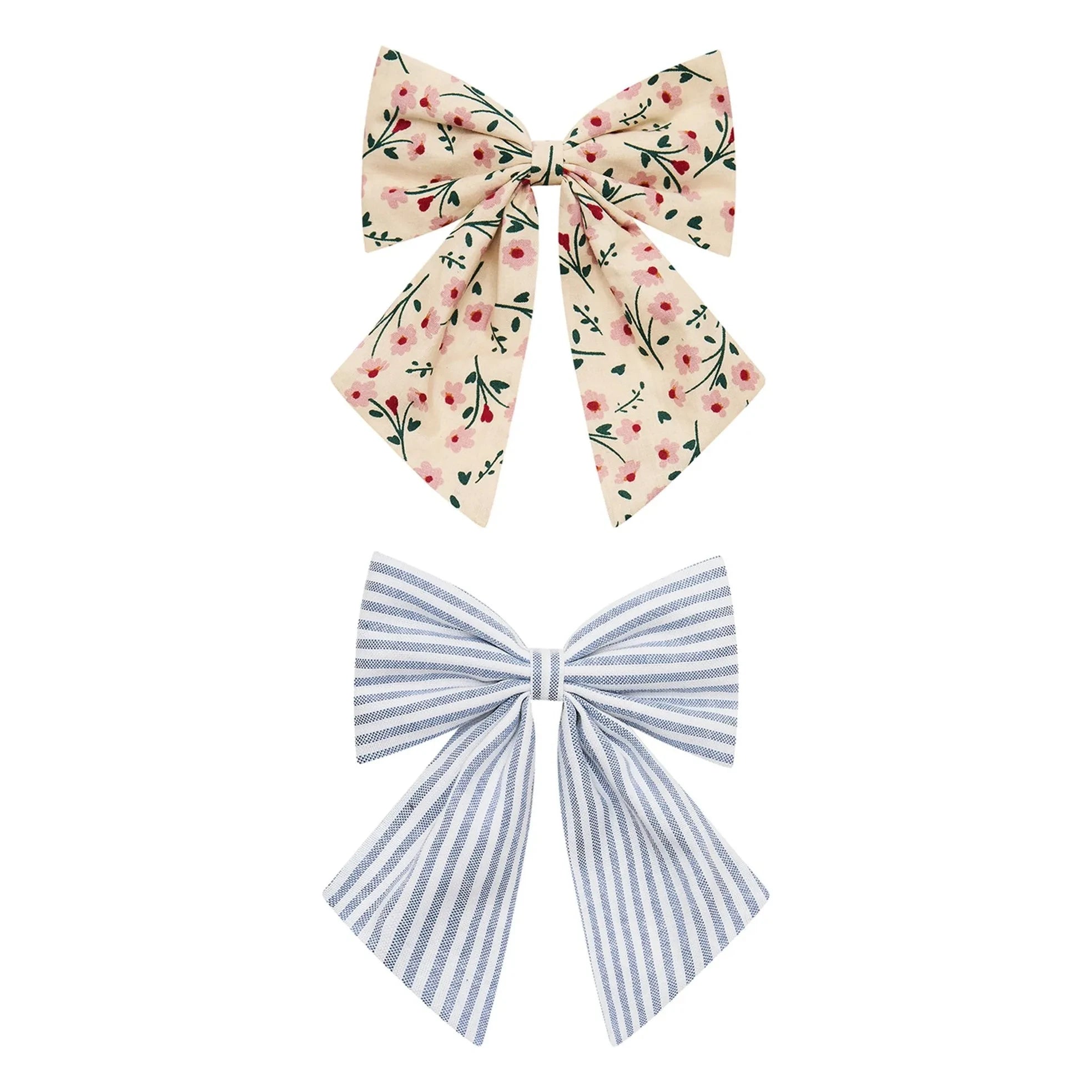 Mimi & Lula - 2-Pack Agnes Floral and Striped Hair Clip Set | Cream