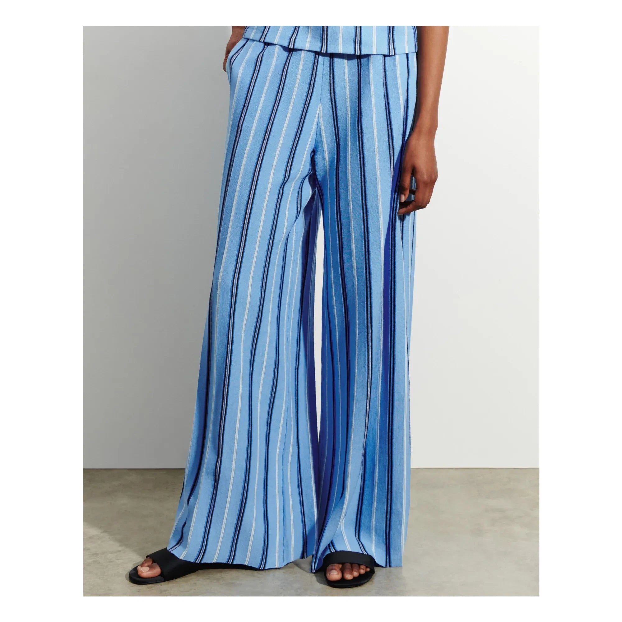 Bompard - Linen, Cotton, and Silk Striped Pants | Blue