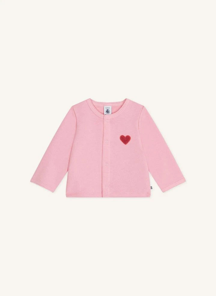 Petit Bateau - Organic Cotton Heart Cardigan | Pink