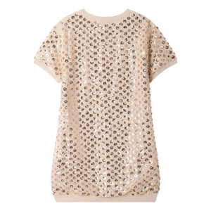 Bonpoint - Marlise Wool Metallic Dress | Pale Pink