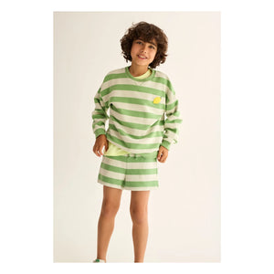 Cozmo - Dan Lemon Striped Sweatshirt | Meadow Green