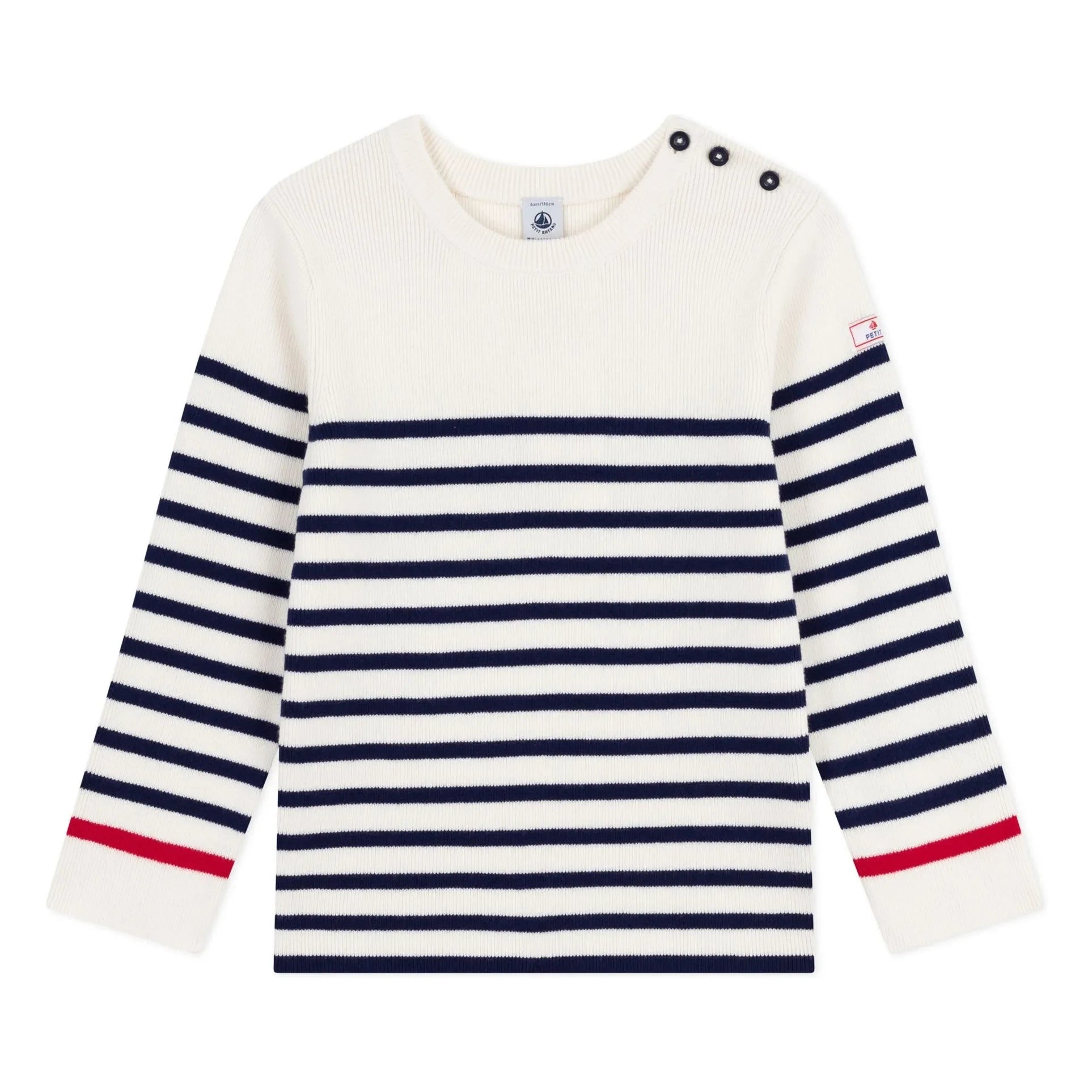 Petit Bateau - Wool Contrast Sailor Sweater | Ecru