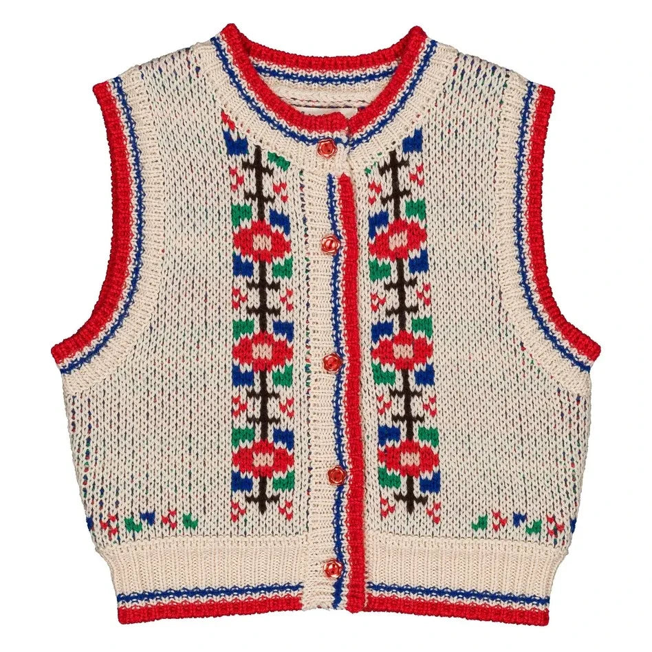 Hello Simone - Polly Flowers Sleeveless Cardigan | Cream