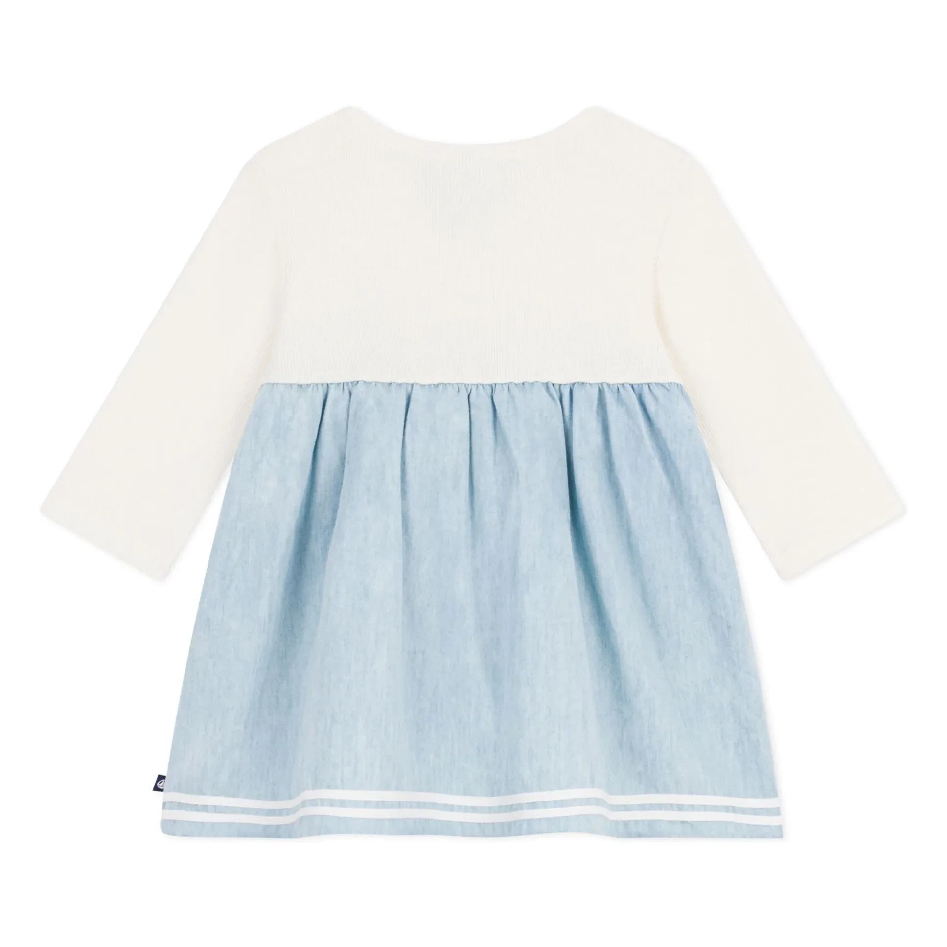 Petit Bateau - Chambray Gathered Dress | Ecru