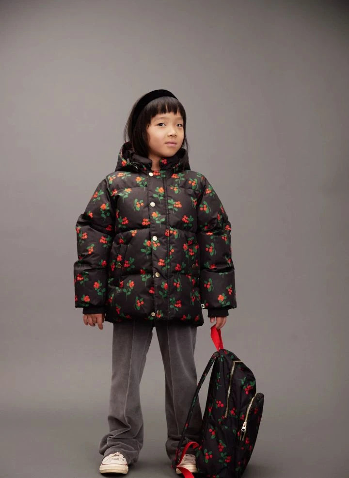 Mini Rodini - Lingonberries puffer coat | Black