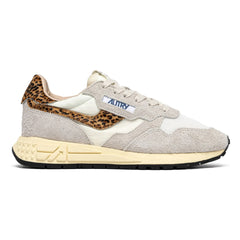 Autry - Reelwind Low Süet ve Naylon Leopar Sneakers | Bej