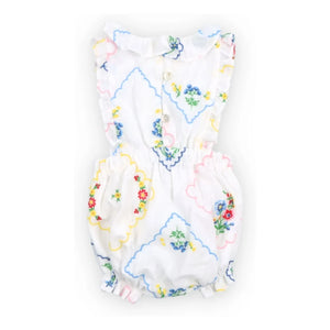 the new society - Embroidered floral pattern lily romper | White