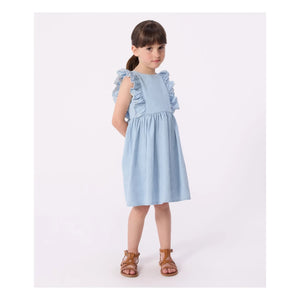 Petit Bateau - Blue Chambray Ruffled Dress