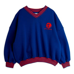 Mini Rodini - Organic Cotton Striped Sweatshirt | Royal Blue