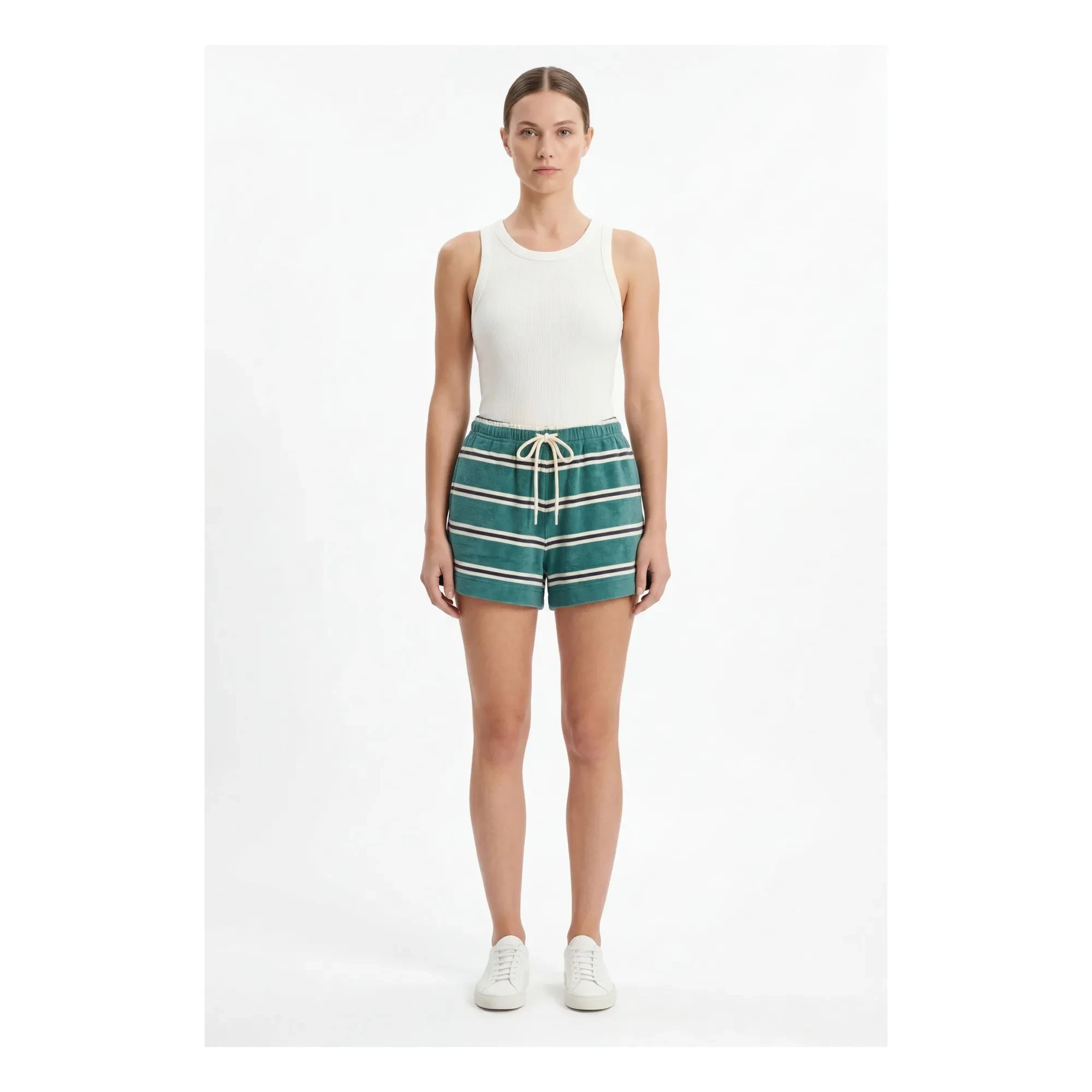 Hod - Beverly Cotton Striped Shorts | Green