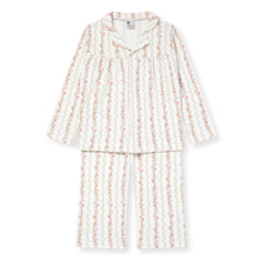 Sleepy Doe - Organic cotton floral print striped pajamas | Ecru