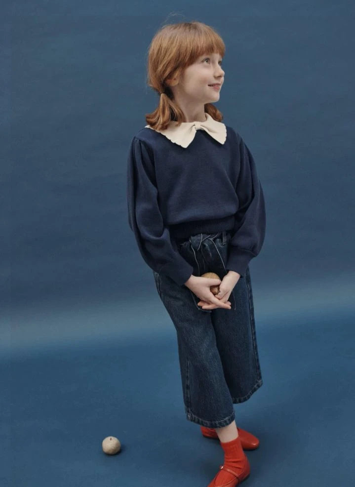 Emile et Ida - Porcelain-collared sweater | Navy