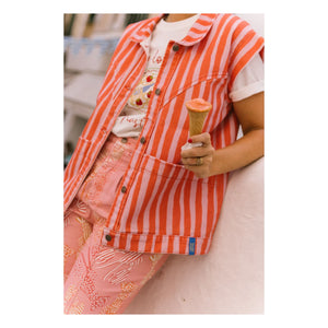 Favorite People - Striped Sleeveless Jacket - Women's Collection | Red