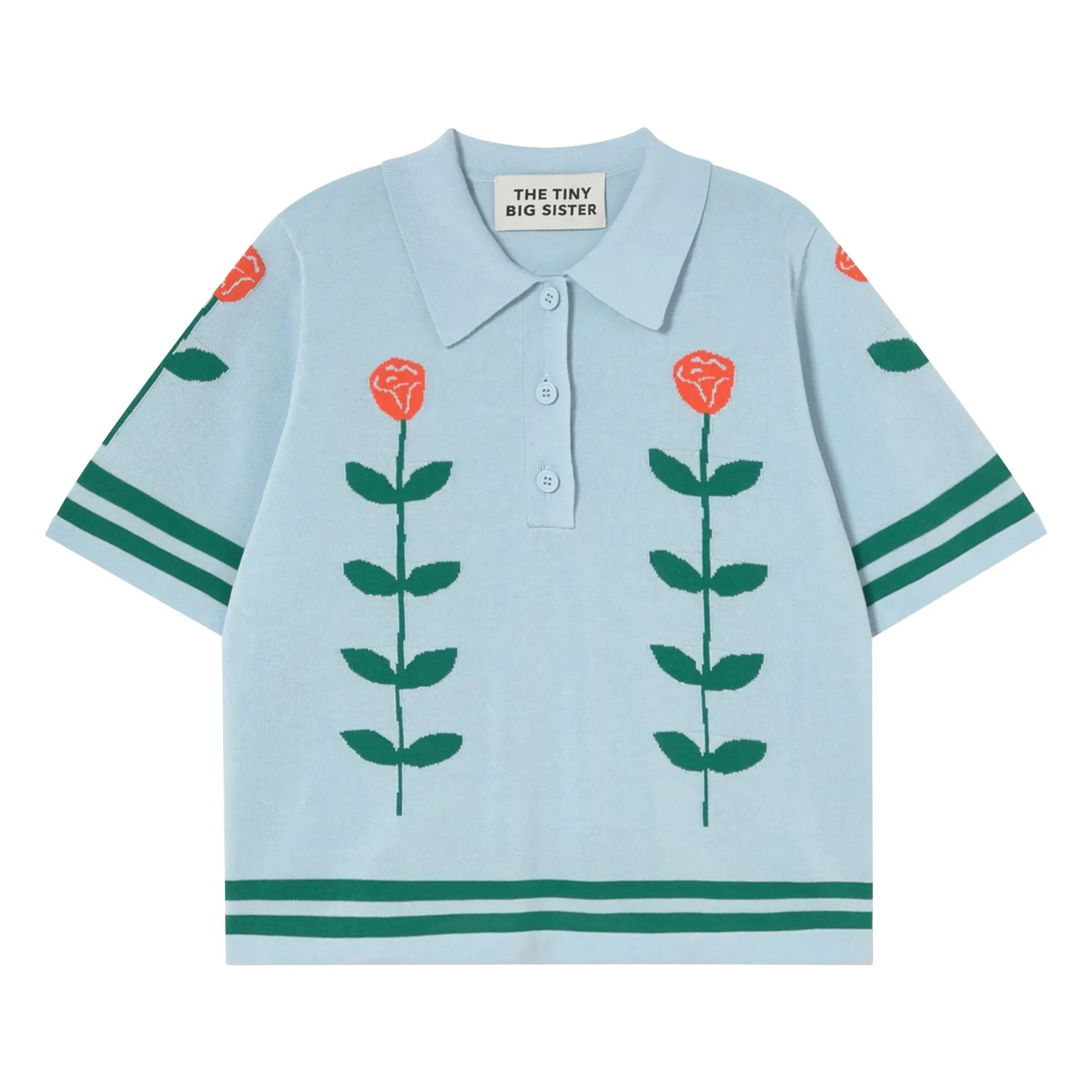 The Tiny Big Sister - Polo Chloé Roses Cotton | Blue