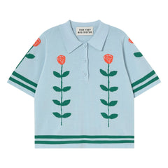 The Tiny Big Sister - Polo Chloé Roses Cotton | Blue