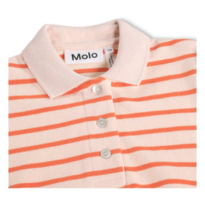 Molo - Raki Striped Organic Cotton Polo Shirt | Light Pink