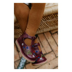Petit Nord - T-Bar Combed Baby Shoes - Uniqua Collection | Plum