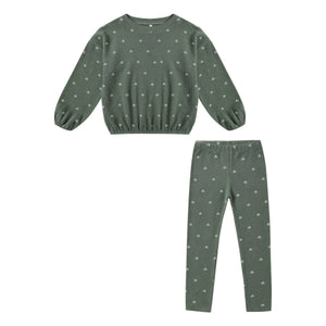 Rylee + Cru - Ditsy Eponge Sweatshirt and Leggings Set | Verdigris