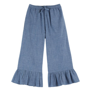 Emile et Ida - Blue Chambray Ruffled Pants