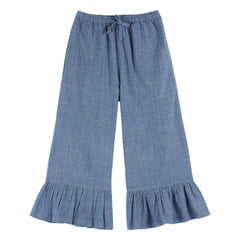 Emile et Ida - Blue Chambray Ruffled Pants