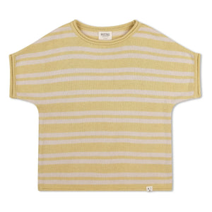 Matona - Striped Organic Cotton Fine Knit T-Shirt | Light Yellow