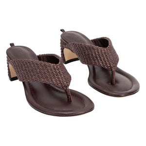 BY FAR - Dasha Leather and Raphia Sandals | Burgundy