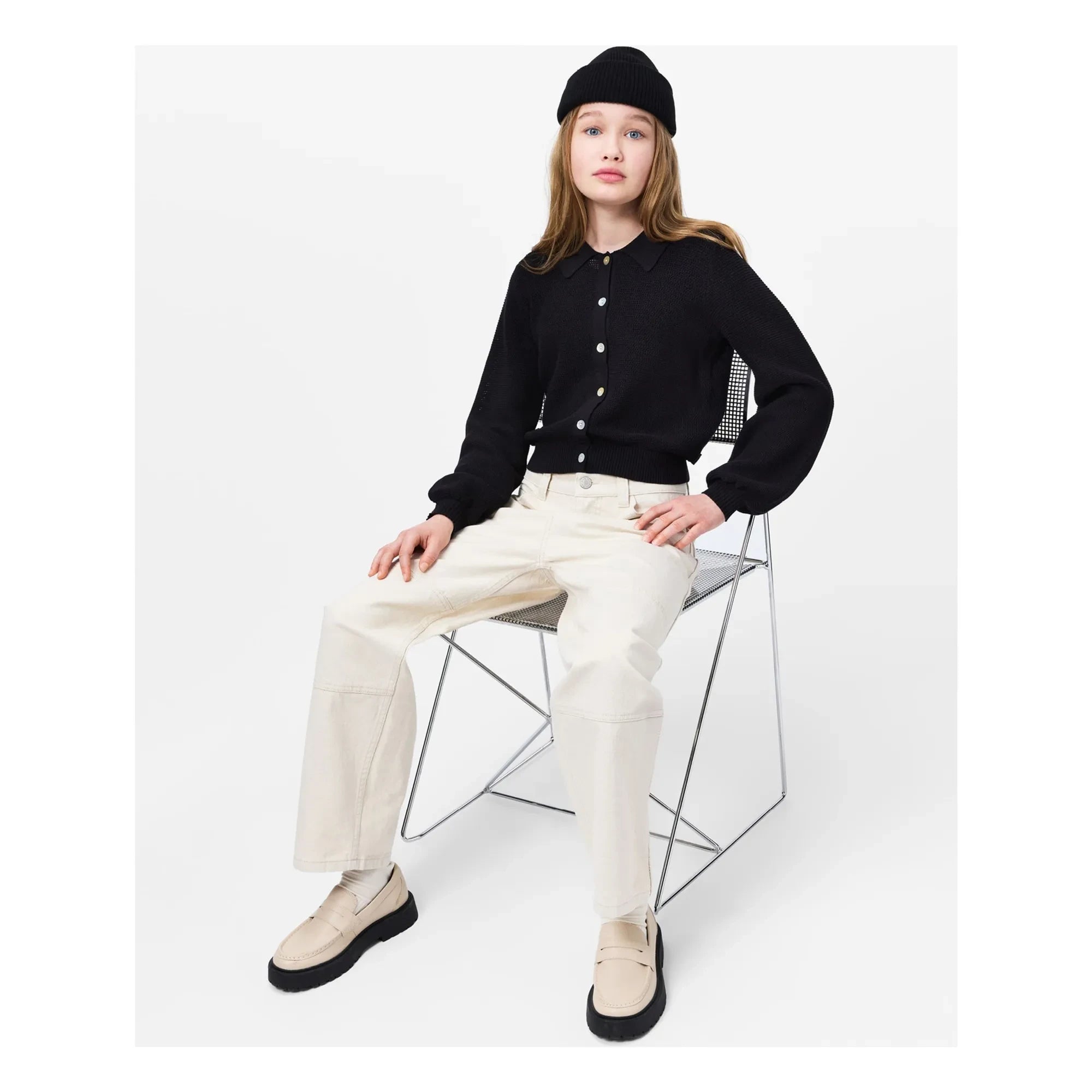 Molo - Guida organic cotton polo neck cardigan | Black
