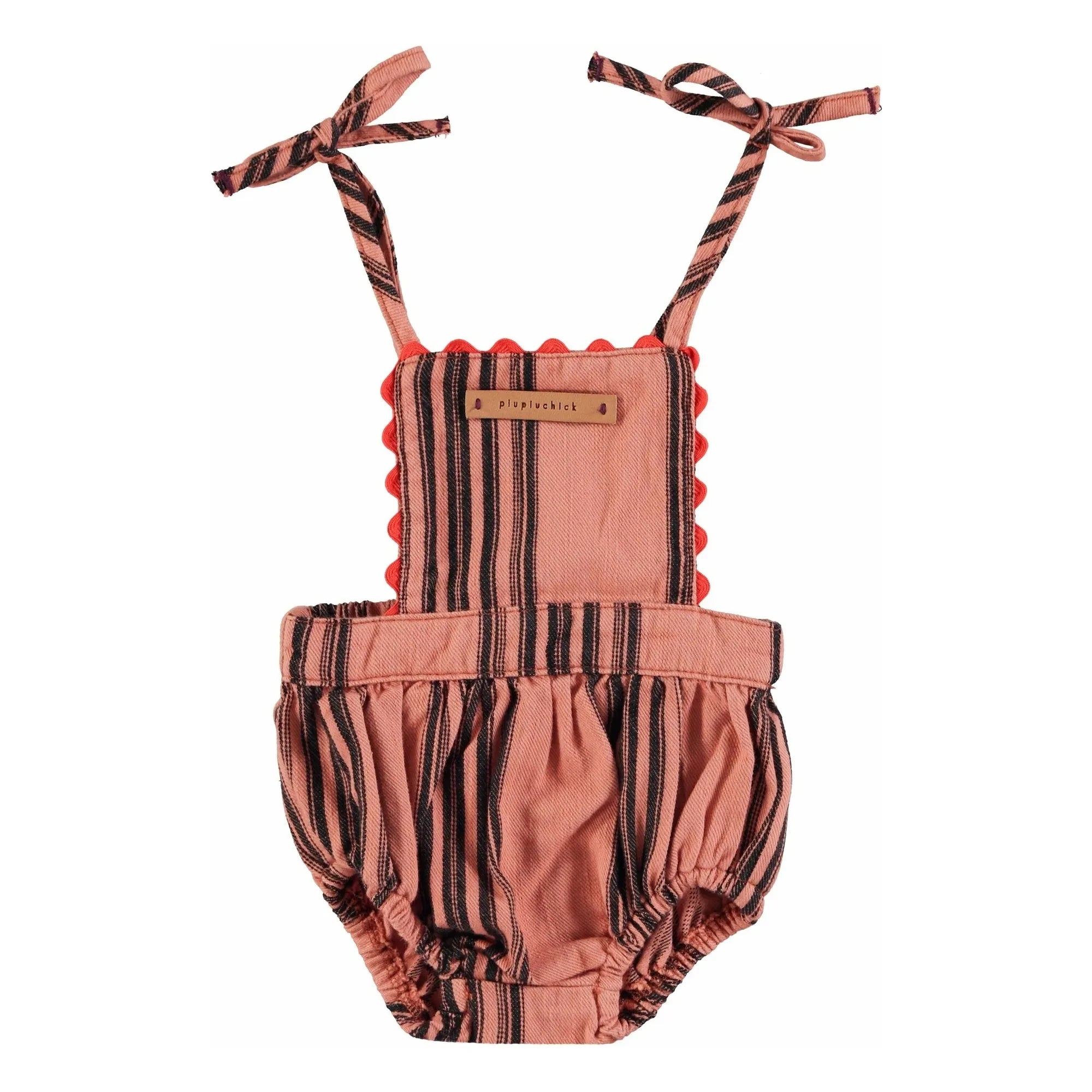 Piupiuchick - Organic Cotton Striped Romper | Pink
