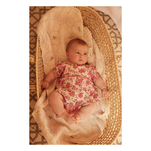 Bebe Organic - Cleo Floral Organik Pamuk Battaniye | Ecru