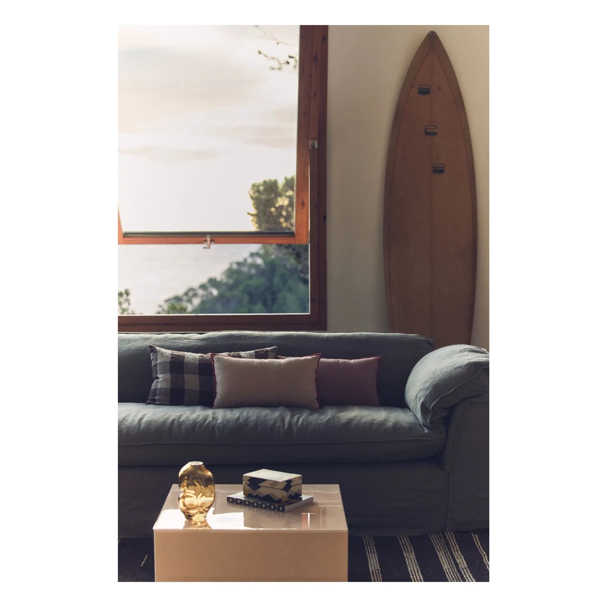 HKliving - 2-Person Linen Sofa Nomad | Khaki
