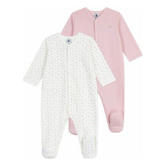 Petit Bateau - 2-Pack Organic Cotton Heart Pajama Set | White