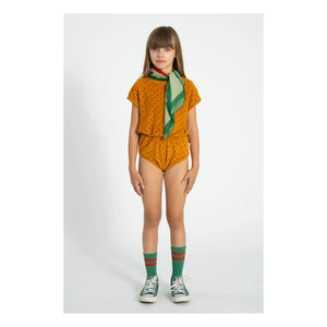 Piupiuchick - Organic Cotton Terry Heart-Print Romper | Camel