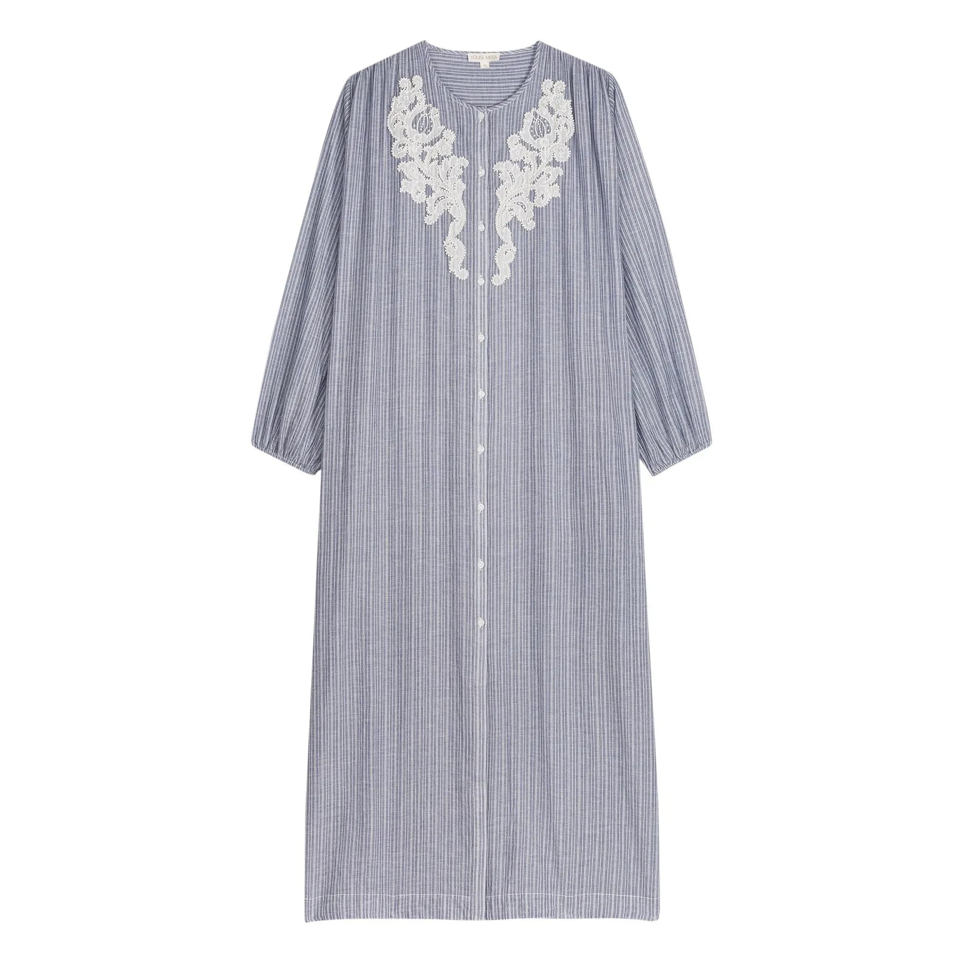 Louise Misha - Flavie Striped Organic Cotton Dress | Blue